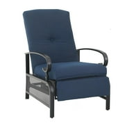 Sophia & William Patio Recliner Chair Outdoor Reclining Lounge Chair with Adjustable Backrest and Footrest, Navy Blue Cushions