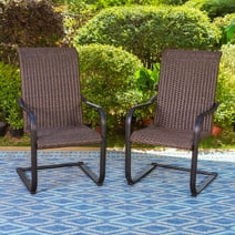 Sophia & William C-Spring Patio Wicker Rattan Dining Chairs Set of, Dark Brown