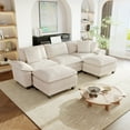 thumbnail image 1 of Sophia&William U-Shaped Modular Sectional Sofa Sets for Living Room, Modern 5-Seat Chenille Cloud Couch Oversized Sectional with 3 Throw Pillows & 2 Ottomans, White, 1 of 11