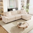 thumbnail image 1 of Sophia&William 123.6"L Modular Sectional Sofa Sets, Modern Corduroy Cloud Couch 4-Seat Oversized Sofa with 3 Pillows & Ottomans for Living Room,Beige, 1 of 11
