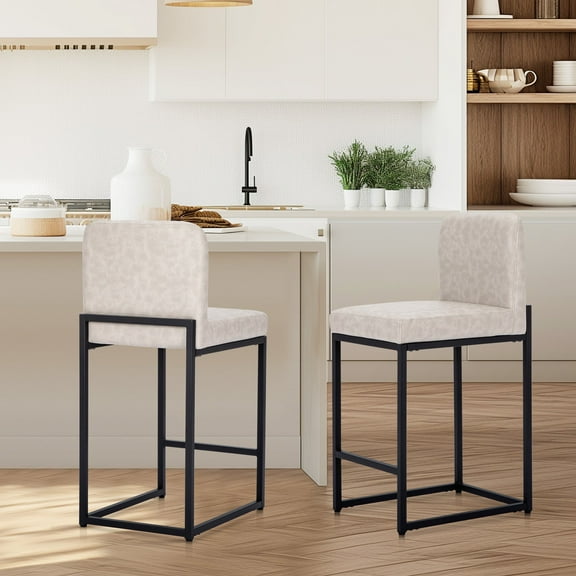 Sophia & William Counter Height Bar Stools with Backrest Set of 2 Comfortable Modern Counter Stools for Kitchen & Home, White