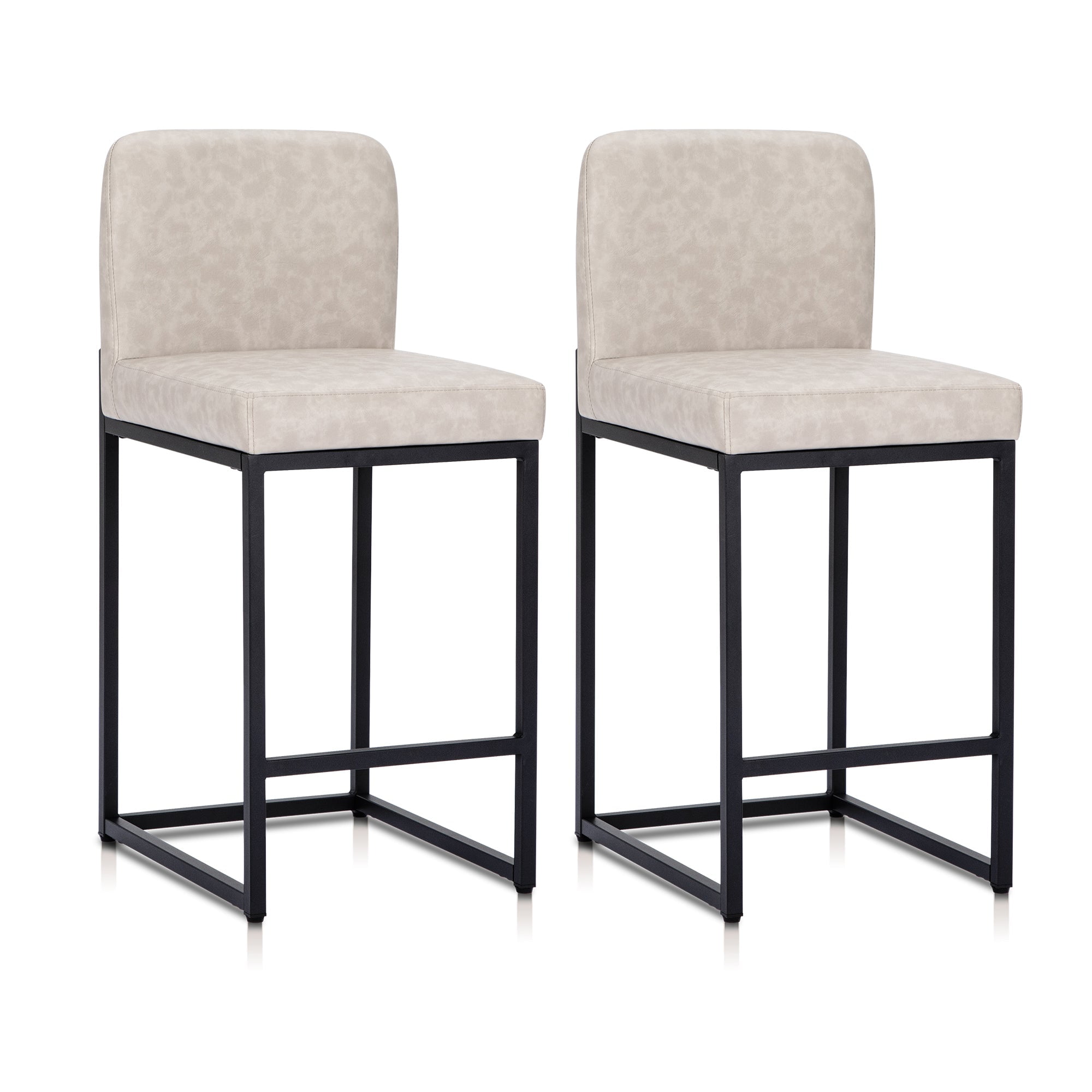 Sophia & William 24.6" Bar Stools Set of 2 PU Leather Counter Height Bar Stools with Back Modern Counter Height Chair for Kitchen Island, White