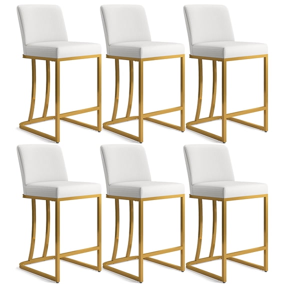 Sophia & William Counter Height Bar Stools with High Backrest Set of 6 Comfortable Modern Counter Stools for Kitchen & Home, White