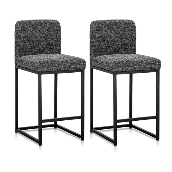 Sophia & William Counter Height Bar Stools with High Backrest 2 Pack Soft & Durable Chenille Fabric Bar Stools for Kitchen Island, Black