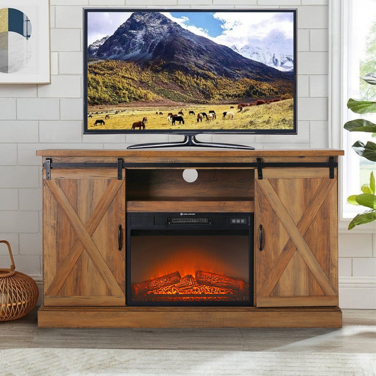 Sophia & William Farmhouse Fireplace TV Stand for TVs up to 65