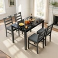 thumbnail image 1 of Alpha Joy Farmhouse Dining Table Set for 4, Faux Marble Rectangular Table with Solid Wood Paded Chairs, 1 of 11