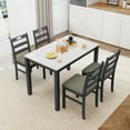thumbnail image 1 of Alpha Joy Farmhouse Dining Table Set for 4, Faux Marble Rectangular Table with Solid Wood Paded Chairs, 1 of 12