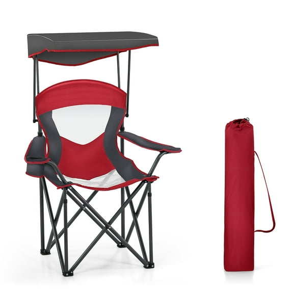 Sophia & William Foldable Canopy Chair Portable Camping Lounge Chair Outdoor Sunshade Canopy Chair with Cup Holder, 2 Pack, Red