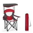 thumbnail image 1 of Sophia & William 2 Pack Folding Camping Chairs with Canopy Shade Portable Outdoor Beach Chairs with Storage Pocket and Cup Holder, Red, 1 of 9