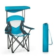 thumbnail image 1 of Sophia & William Folding Camping Chairs with Canopy Shade Portable Outdoor Beach Chairs with Storage Pocket and Cup Holder, Enamel Blue, 1 of 9