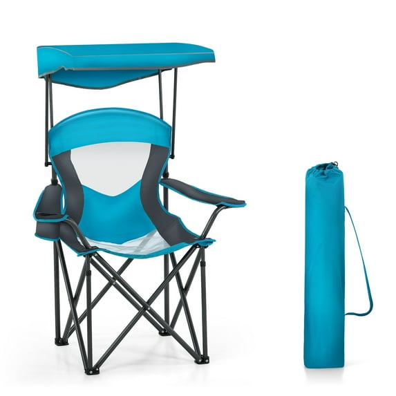 Sophia & William Foldable Canopy Chair Portable Camping Lounge Chair Outdoor Sunshade Canopy Chair with Cup Holder, Enamel Blue