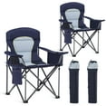 thumbnail image 1 of Sophia & William Heavy Duty Steel Camping Chair Outdoor Oversized Padded Lawn Chair with Cooler, 450LBS Capacity, 2 Pack, Navy, 1 of 11