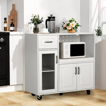 Whalen Santa Fe Kitchen Cart with Metal Shelves and TV Stand Feature ...