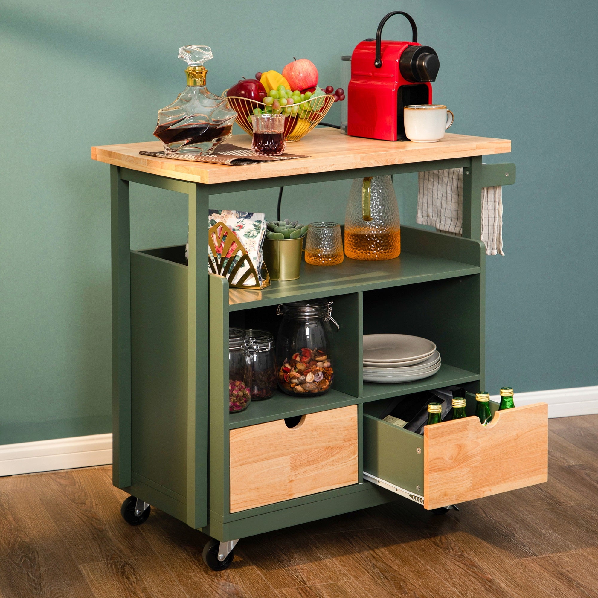 Sophia&William Large Portable Kitchen Island Cart on Wheels with