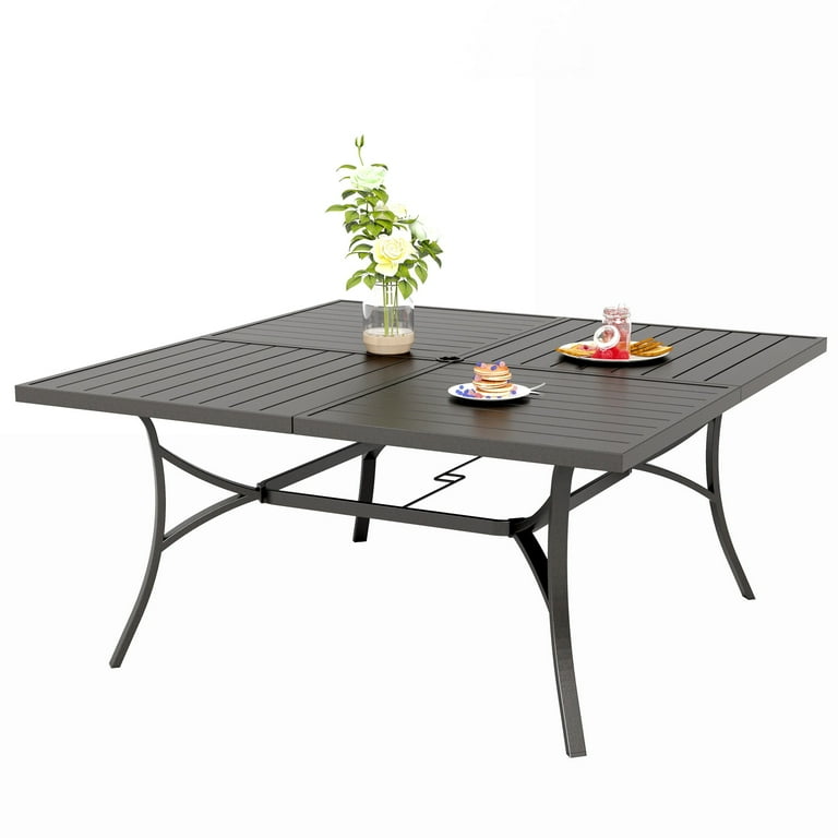 Sophia & William Black Metal Outdoor Square Dining Patio Table for
