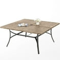 thumbnail image 1 of Sophia & William Metal 60" x 60" Patio Outdoor Square Dining Table for 8, Teak Color, 1 of 7