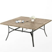 Sophia & William Metal 60" x 60" Patio Outdoor Square Dining Table for 8, Teak Color
