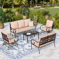thumbnail image 1 of Sophia & William Metal Patio Furniture Set Outdoor Sectional Conversation Set with Lovesea & Rocking Chairs, Beige, 1 of 9