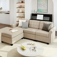 thumbnail image 1 of Sophia & William Modular Sectional Sofa with Storage 3 Seat Modern Linen Couch with Ottoman for Living Room, Bedroom, Beige, 1 of 8