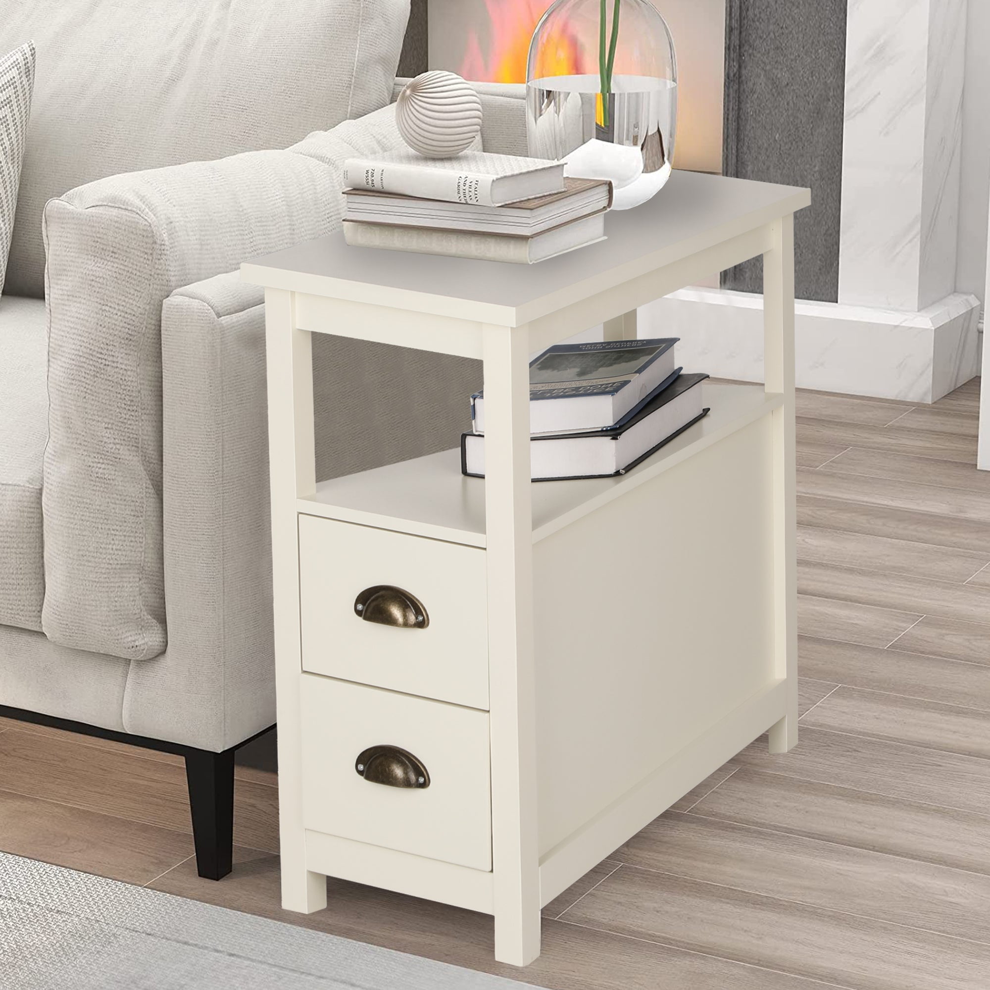 Sophia William Narrow 2 Drawer Nightstand Side Table