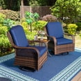 thumbnail image 1 of Sophia & William Outdoor 3pcs Rattan Swivel Rocking Chairs Patio Conversation Bistro Set, Blue, 1 of 9