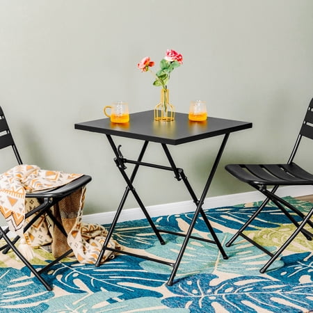 Sophia & William Outdoor Foldable Patio Bistro Table Patio Coffee Table - Black