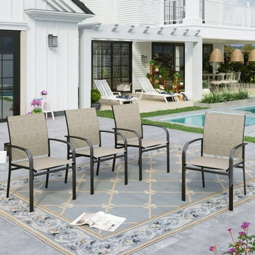 Sophia & William Outdoor Patio Dining Chair - Textilene - Set of 4 - Brown