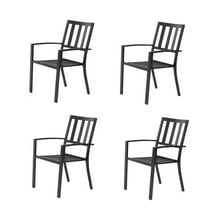 Sophia & William Outdoor Patio Metal Dining Chairs Iron Stackabe Chair with Armrest Set of 4, Black