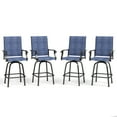 thumbnail image 1 of Sophia & William Outdoor Patio Metal Swivel Bar Stools Textilene Height Chairs Furniture Set of 4, Navy Blue, 1 of 7