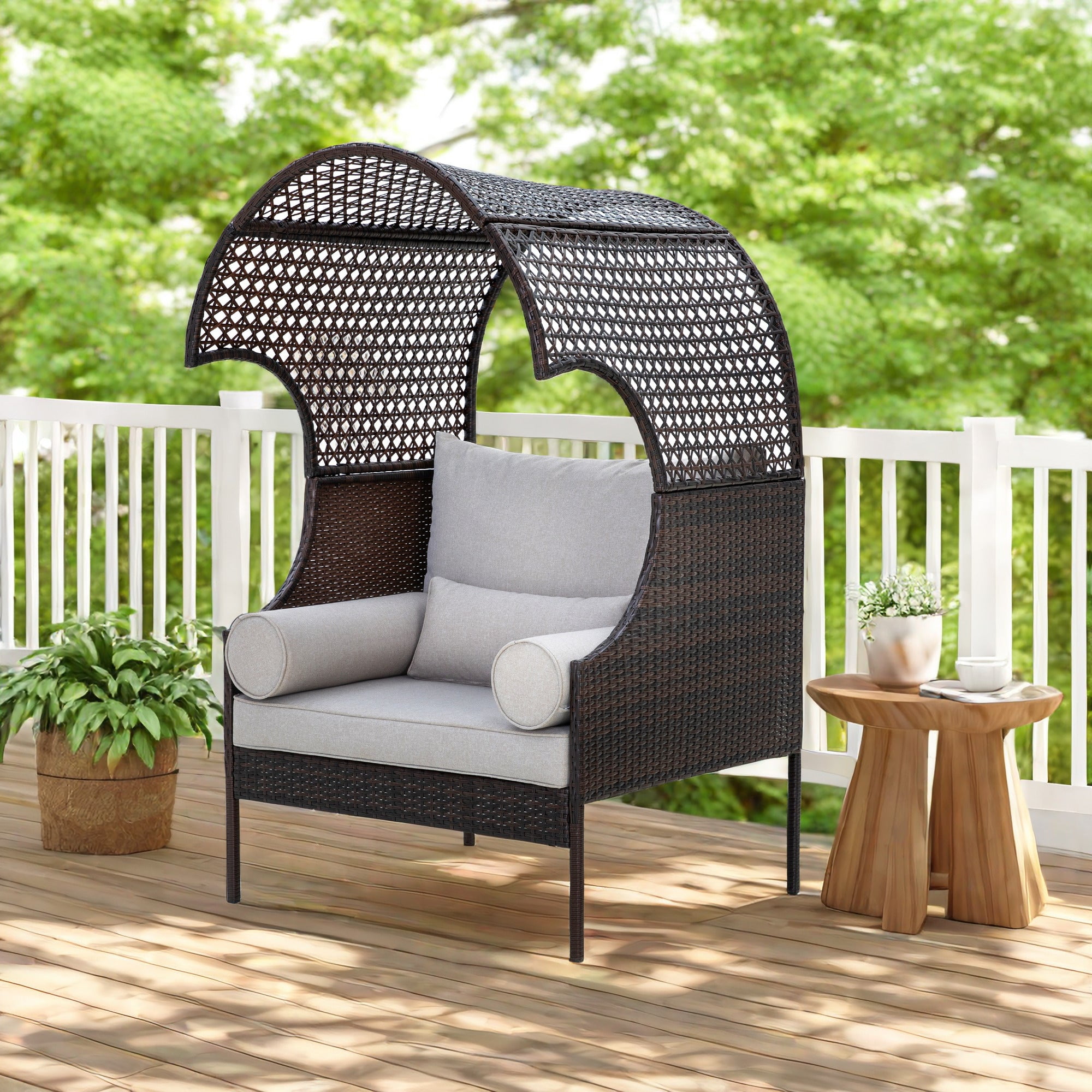 Sophia & William Oversized Wicker Egg Chair, Adult, Deep Shape, Woven Rattan Patio Seating with ...