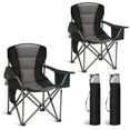 thumbnail image 1 of Sophia & William 2 Pack Oversized Camping Chair Heavy-Duty Steel Frame Supports 450Lbs, Foldable Outdoor Lawn Chair with Cup Holder for Backyard & Camping, Black, 1 of 14
