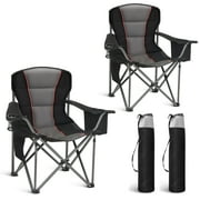 Sophia & William 2 Pack Oversized Camping Chair Heavy-Duty Steel Frame Supports 450Lbs, Foldable Outdoor Lawn Chair with Cup Holder for Backyard & Camping, Black