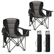 Sophia&William Outdoor Set of 2 Oversized Folding Camping Chair Supports 450Lbs, Black