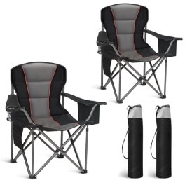 Lawn Chairs Set Of 2 Clearance KingCamp Oversized Heavy-Duty Folding Camping Chair - Extra Wide Design, Padded Seat & Lumbar Support, Ideal For Adults, Support 400LBS, Fishing Oversized Camping Chairs