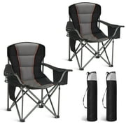 Sophia&William Outdoor Set of 2 Oversized Folding Camping Chair Supports 450Lbs, Black