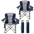 thumbnail image 1 of Sophia & William 2 Pack Oversized Camping Chair Heavy-Duty Steel Frame Supports 450Lbs, Foldable Outdoor Lawn Chair with Cup Holder for Backyard & Camping, Blue, 1 of 12
