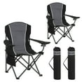 thumbnail image 1 of Sophia & William Oversized Camping Chair Outdoor Portable Folding Chair Heavy-Duty Steel Frame Support 350 lbs, 2 Pack, Gray, 1 of 11