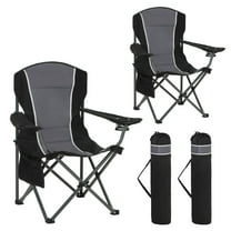 Sophia & William Oversized Camping Chair Outdoor Portable Folding Chair Heavy-Duty Steel Frame Support 350 lbs, 2 Pack, Gray