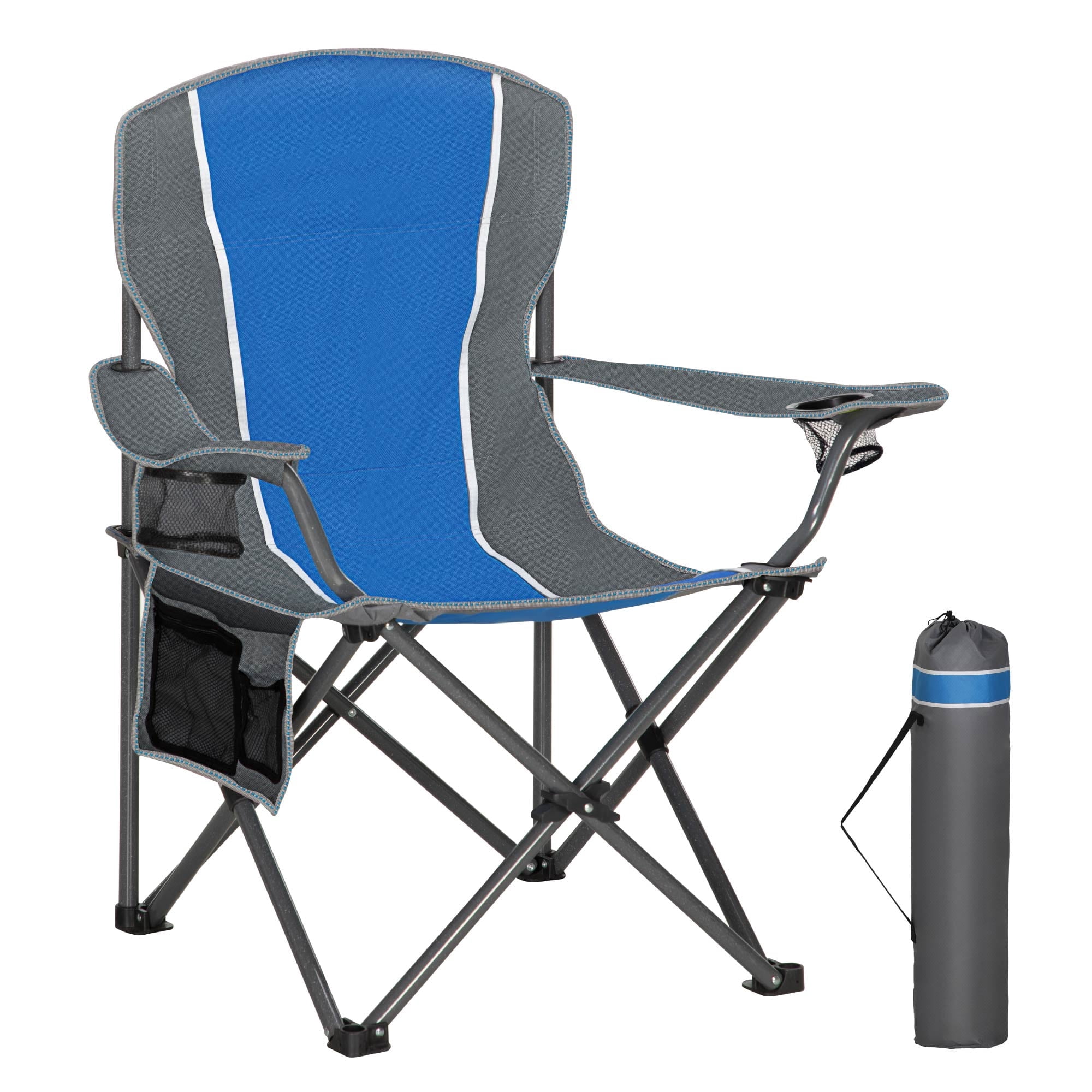 Northroad Oversized Camping Chair 2-Pack - Padded, Heavy Duty, With Cooler Bag & Cup Holders, 400 LB Capacity - Orange & Blue