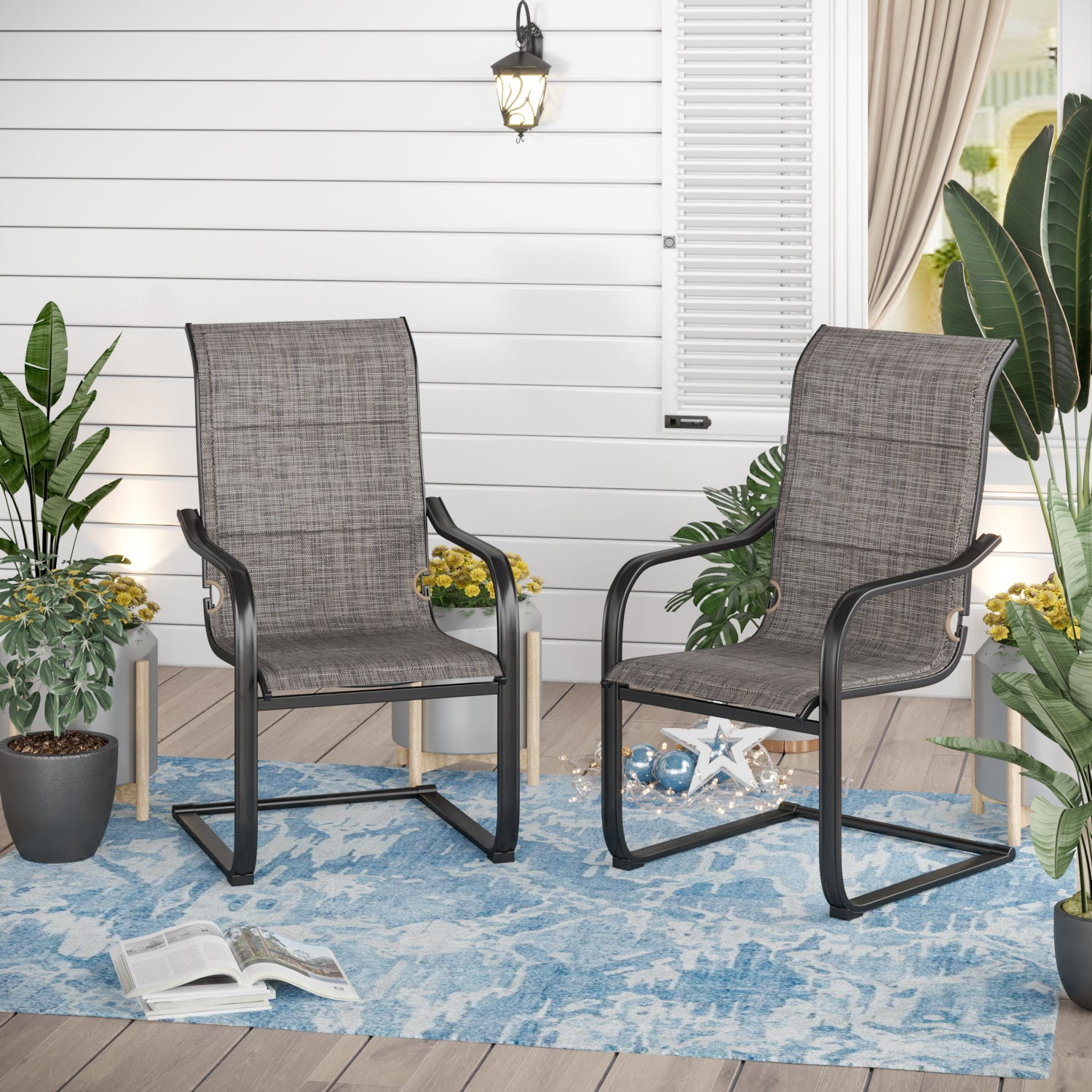 Sophia William Patio C spring Chairs Set of 2 Outdoor Padded Dining Chairs