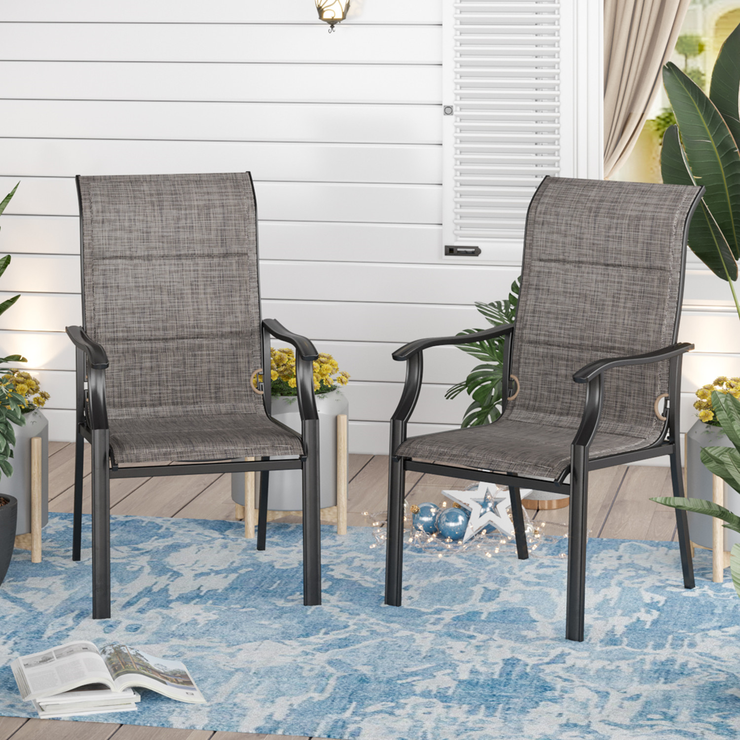 FDW 18" Dining Chairs Set Of 4 Indoor Outdoor Chairs Patio Chairs