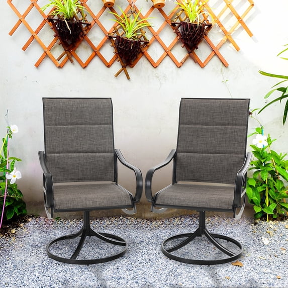 Sophia & William Outdoor Dining Chairs Patio Swivel Padded Textilene Chairs Set of 2, Ash Brown