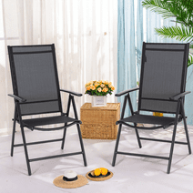 Sophia&William Patio Steel Sling Folding Dining Chairs Set of 2 - Black