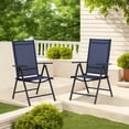 thumbnail image 1 of Sophia&William Patio Steel Sling Folding Dining Chairs Set of 2 - Blue, 1 of 5