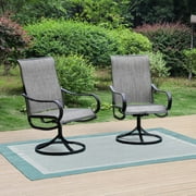 Sophia & William Patio Swivel Dining Chairs Set of 2 with Black Steel Frame
