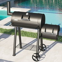 Sophia & William Portable BBQ Charcoal Grill with Offset Smoker, Black
