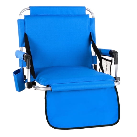 Alpha Joy Stadium Seat for Bleachers Wide Padded Bleacher Seats with Backrest Comfortable Folding Stadium Chair with Cup Holder, Blue