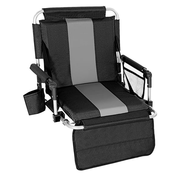 Sophia & William Portable Stadium Chair Stadium Seat for Bleacher with Cup Holder, Gray