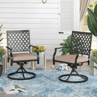 Dextrus Set of Outdoor Patio Swivel Chairs, Cast Aluminum