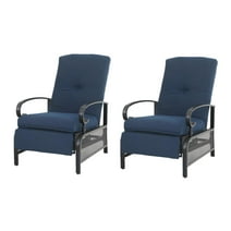Sophia & William Set of 2 Outdoor Patio Steel Recliner Lounge Chair - Blue
